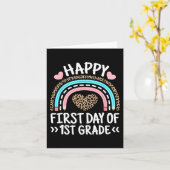 Gelukkige eerste dag van 1e klas Leopard Rainbow T Kaart (Gele Bloem)