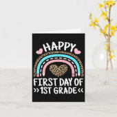 Gelukkige eerste dag van de 1e klas luipaard regen kaart (Gele Bloem)