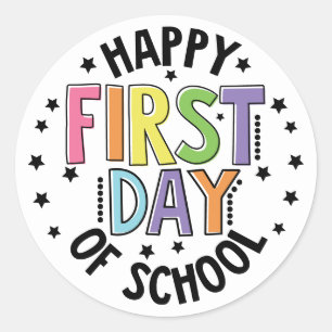 Gelukkige eerste dag van de school lerarenopleidin ronde sticker