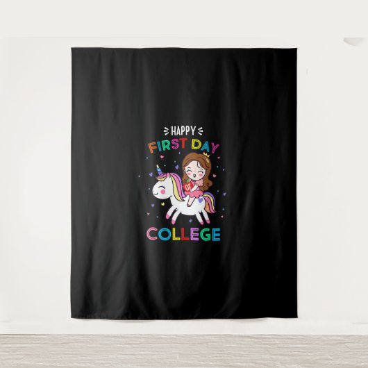 Gelukkige eerste dag van de universiteit Eenhoorn  Wandkleed (Voorkant)