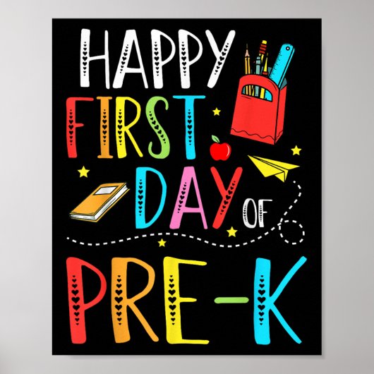 Gelukkige eerste dag van pre-k leerkracht leerling poster (Voorkant)
