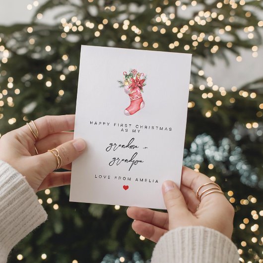 Gelukkige eerste kerst grootouder gepersonaliseerd feestdagen kaart