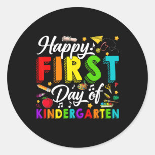 Gelukkige eerste kleuterklassedag Terug naar schoo Ronde Sticker