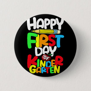 Gelukkige eerste kleuterklassedag voor leerkracht ronde button 5,7 cm