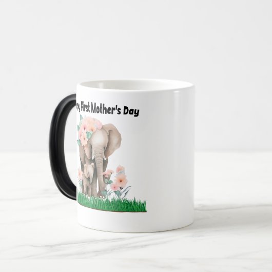 Gelukkige eerste moederdag leuke olifant magische mok (Voorkant links)