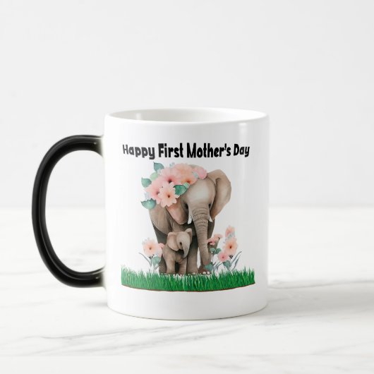 Gelukkige eerste moederdag leuke olifant magische mok (Links)