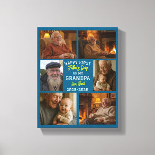 Gelukkige eerste opa-dag fotocollage canvas afdruk