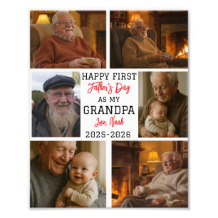 Gelukkige eerste Opa-dag fotocollage Foto Afdruk