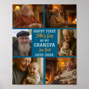 Gelukkige eerste opa-dag fotocollage poster