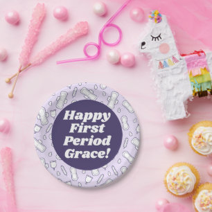 Gelukkige Eerste Periode Partij Paarse Tampon Pad  Papieren Bordje