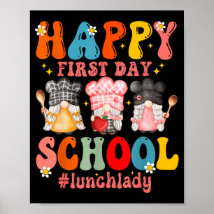 Gelukkige eerste schooldag Cafetariamedewerker Lun Poster