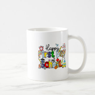 Gelukkige eerste schooldag leraren leerlingen teru koffiemok