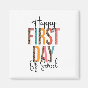 Gelukkige eerste schooldag Luipaard Ck naar school Magneet