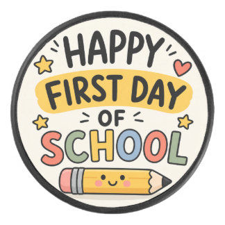 Gelukkige eerste schooldag Mooie Kawaii Potlood Hockey Puck