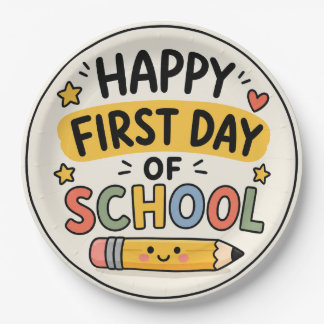 Gelukkige eerste schooldag Mooie Kawaii Potlood Papieren Bordje