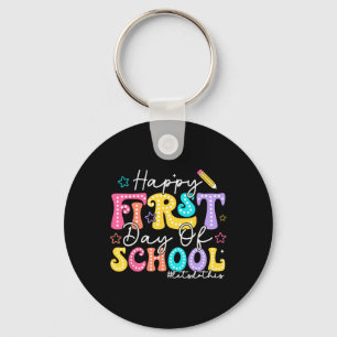 Gelukkige eerste schooldag potlood leraar kinderen sleutelhanger
