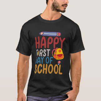 Gelukkige eerste schooldag potlood leraar kinderen t-shirt