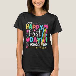 Gelukkige eerste schooldag potlood leraar kinderen t-shirt