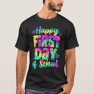 Gelukkige eerste schooldag Retro Tie Dye Leraar Bo T-shirt