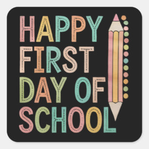 Gelukkige eerste schooldag Terug naar school Vierkante Sticker
