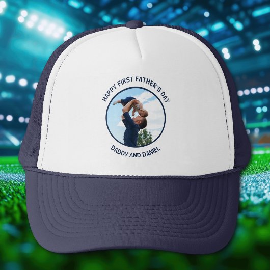 Gelukkige Eerste Vaderdag Custom Foto & Tekst Trucker Pet