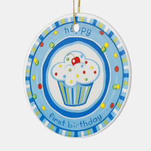 gelukkige eerste verjaardag keramisch ornament