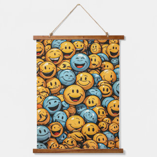 Gelukkige en grappige emoji gezichten hangend wandkleed