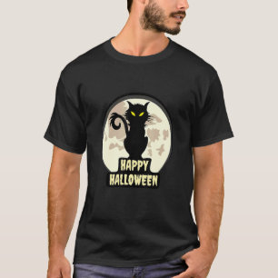 Gelukkige enge Halloween kat zwart voor de F T-shirt