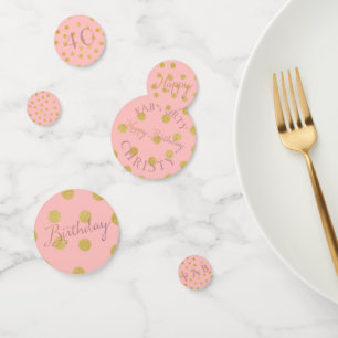 Gelukkige Fab Veertig Verjaardag Roze en Goud Confetti