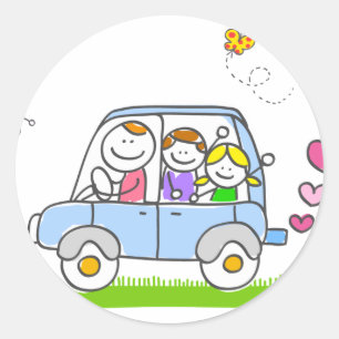 Gelukkige familie cartoon ronde sticker