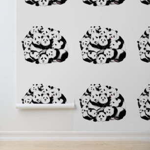 Gelukkige Familie Panda Grappig Behang
