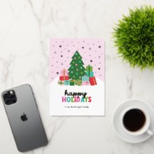 Gelukkige Feestdagen Bomen en Cadeaus in Pastelroz