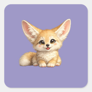 Gelukkige Fennek Vos Schattig Positief Vibes Desig Vierkante Sticker