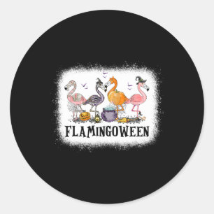 Gelukkige Flamingo Roze Flamingo Halloween Skeleto Ronde Sticker