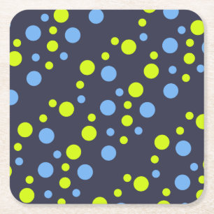 Gelukkige Funky Gele Blauwe Bellen Vierkante Kartonnen Onderzetter