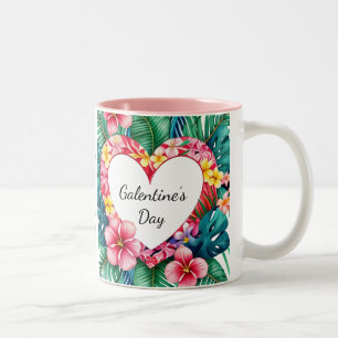 Gelukkige Galentine's Day Hawaiian Heart Tweekleurige Koffiemok