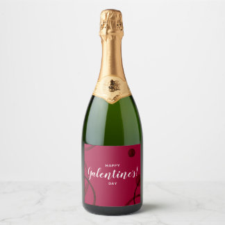Gelukkige Galentines, Rode Wijn Champagne Label Sparkling Wijnetiket