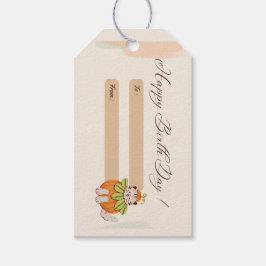 Gelukkige geboortedag groet kat roze cadeaulabel