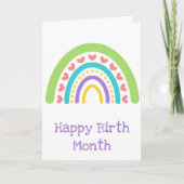 Gelukkige Geboortemaand Kleurrijke Boho Regenboog Kaart (Voorkant)