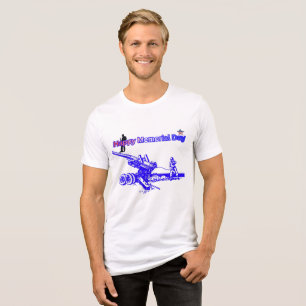 Gelukkige gedenkdag wit Tri-Blend shirt