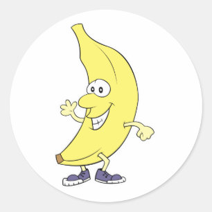 gelukkige gekke bananencartoon ronde sticker