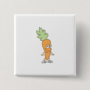 gelukkige gekke wortelcartoon vierkante button 5,1 cm