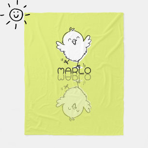 Gelukkige Gele Kuiken Reflectie Doodle Aangepaste Fleece Deken