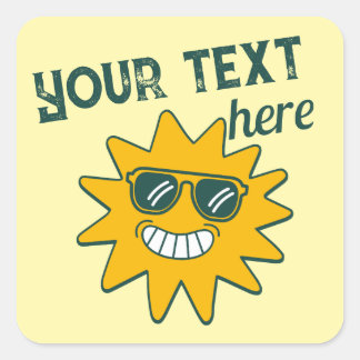 Gelukkige Gele Zonnebril Zomer Zon Vakantie Vierkante Sticker