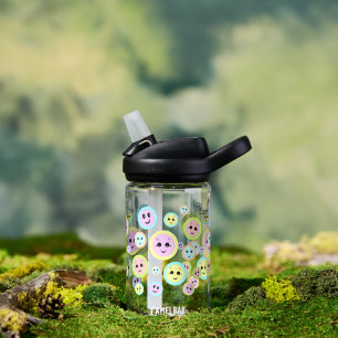 Gelukkige gezichten in pastel - leuk en schattig k waterfles