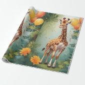 Gelukkige Giraffe & Geschenken in Oerwoud | Inpakp Cadeaupapier (Uitgerold)