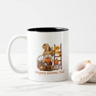 Gelukkige Gnome Herfst met Gnome Klaar voor Herfst Tweekleurige Koffiemok