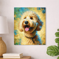 Gelukkige Goldendoodle Olie Schilderkunst