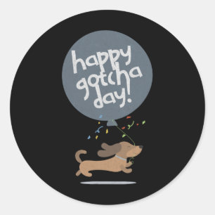 Gelukkige Gotcha-dag Hond Nieuwe Puppy Adoptieverj Ronde Sticker
