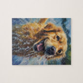 Gelukkige Gouden Retriever in Water Legpuzzel (Horizontaal)